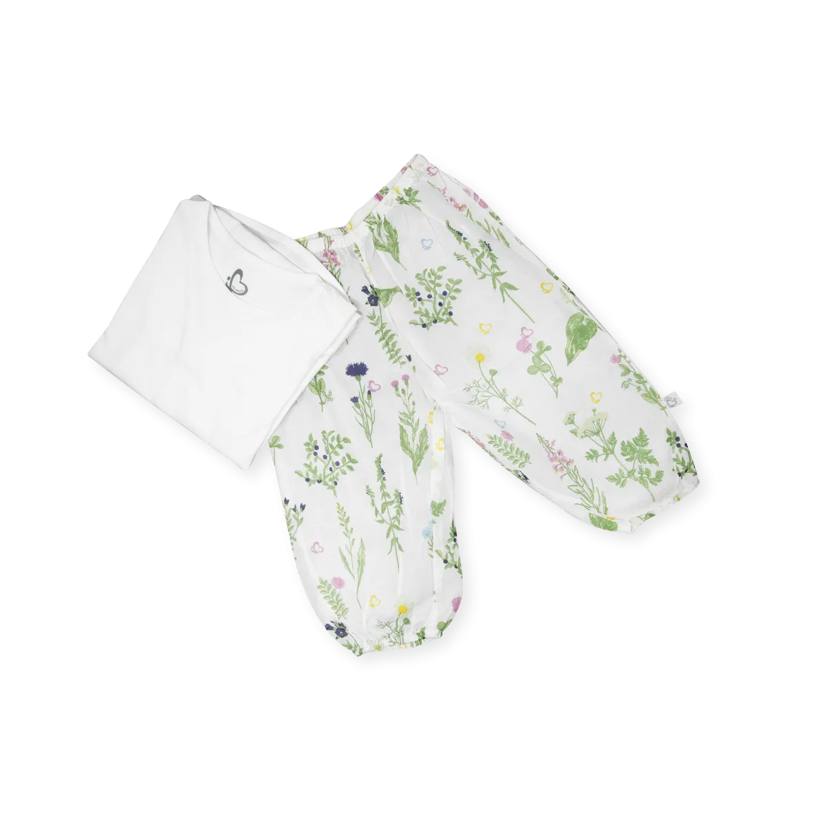 Organic Set - Jersey Top with Voile Pants - Swedish Flora