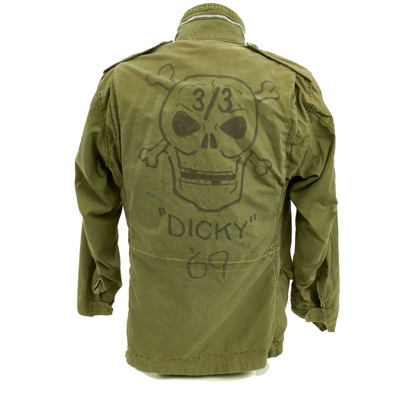 Original U.S. Vietnam War 1969 Dated M-1965 Field Jacket with Skull and Crossbones