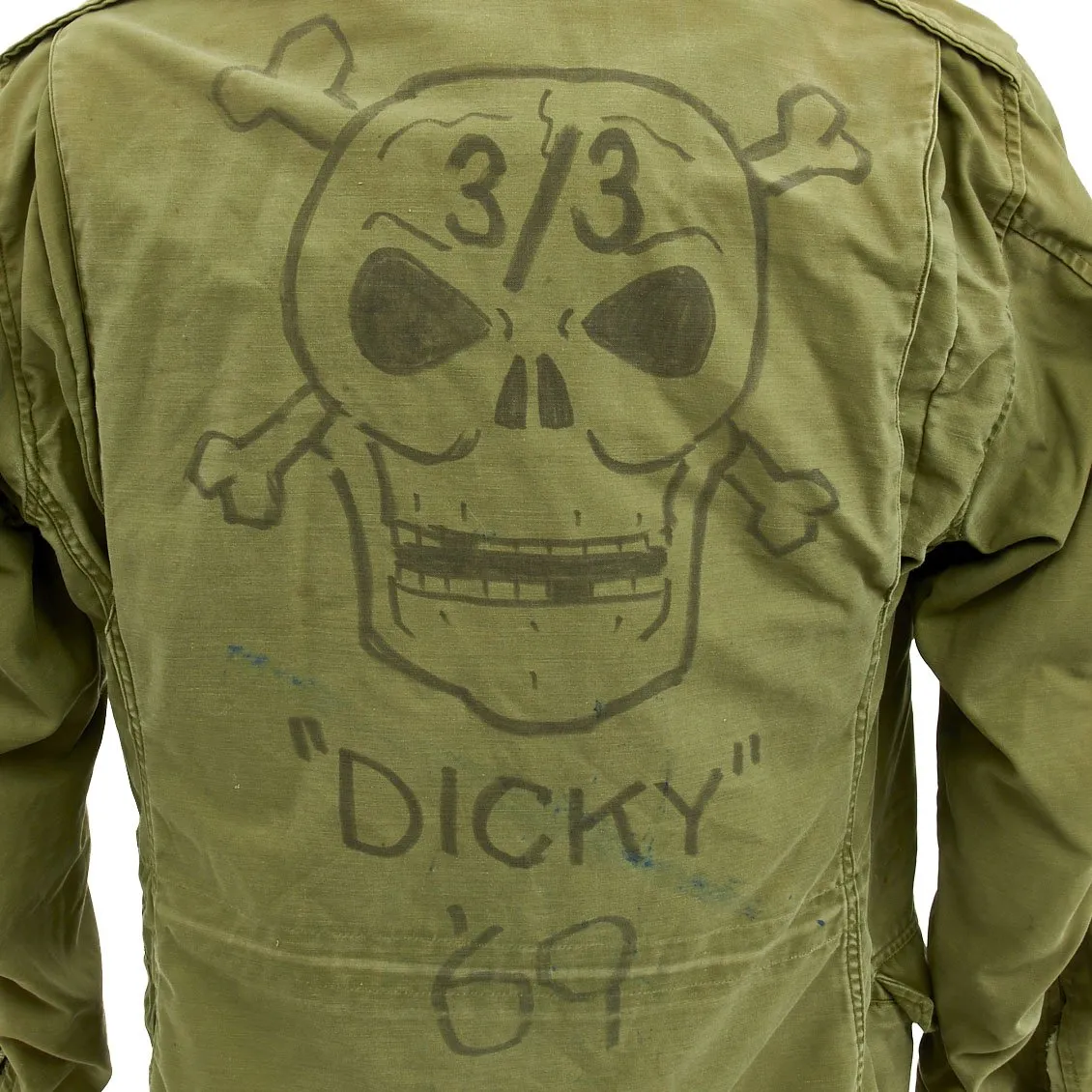 Original U.S. Vietnam War 1969 Dated M-1965 Field Jacket with Skull and Crossbones