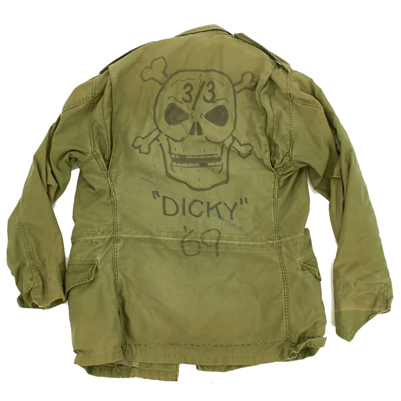 Original U.S. Vietnam War 1969 Dated M-1965 Field Jacket with Skull and Crossbones