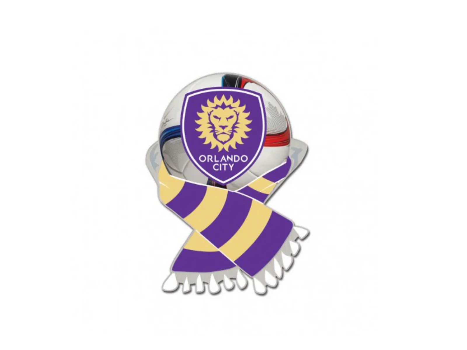 Orlando City SC MLS WinCraft Purple & Light Yellow Soccer Scarf Metal Lapel Pin