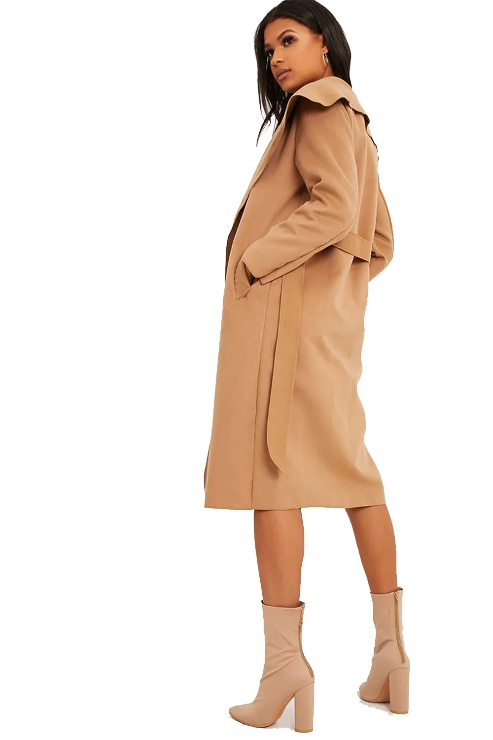 Oversized Wool Waterfall Trench Jacket Coat