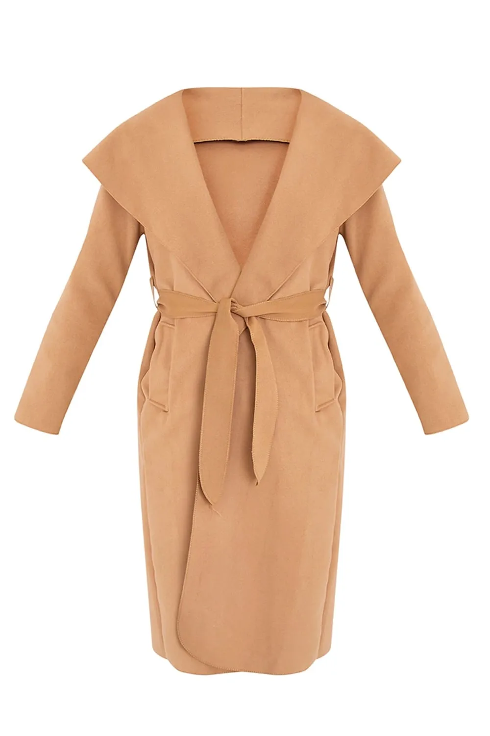 Oversized Wool Waterfall Trench Jacket Coat