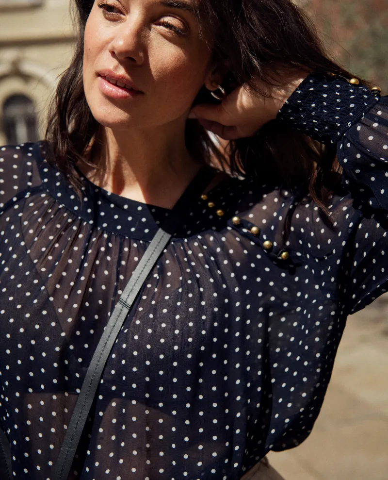 Part Two Laja Navy Spot Shirt - UK10