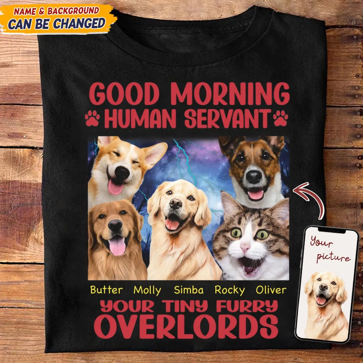 Pet Lovers - Good Morning Human Servant - Personalized Unisex T-shirt, Hoodie