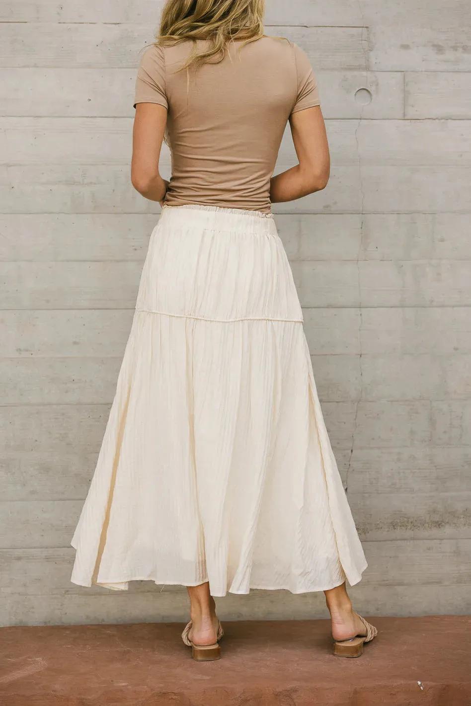 Phillipa Pleated Maxi Skirt in Cream