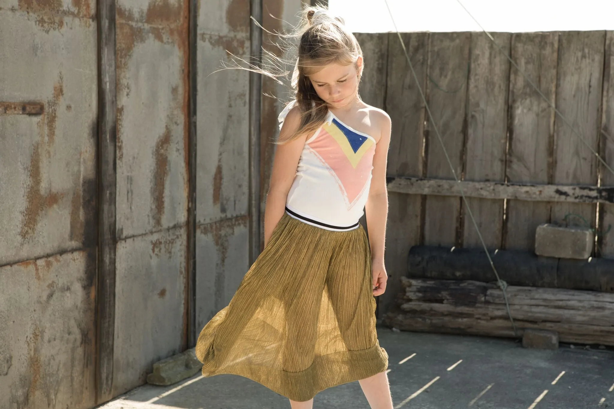 Piupiuchick skirt long pleated golden