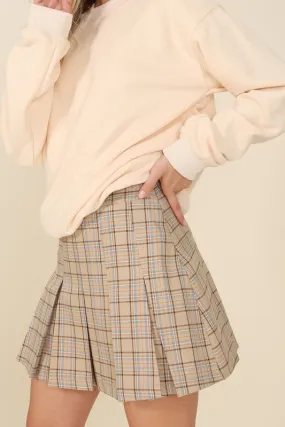 Plaid pleated mini skirt