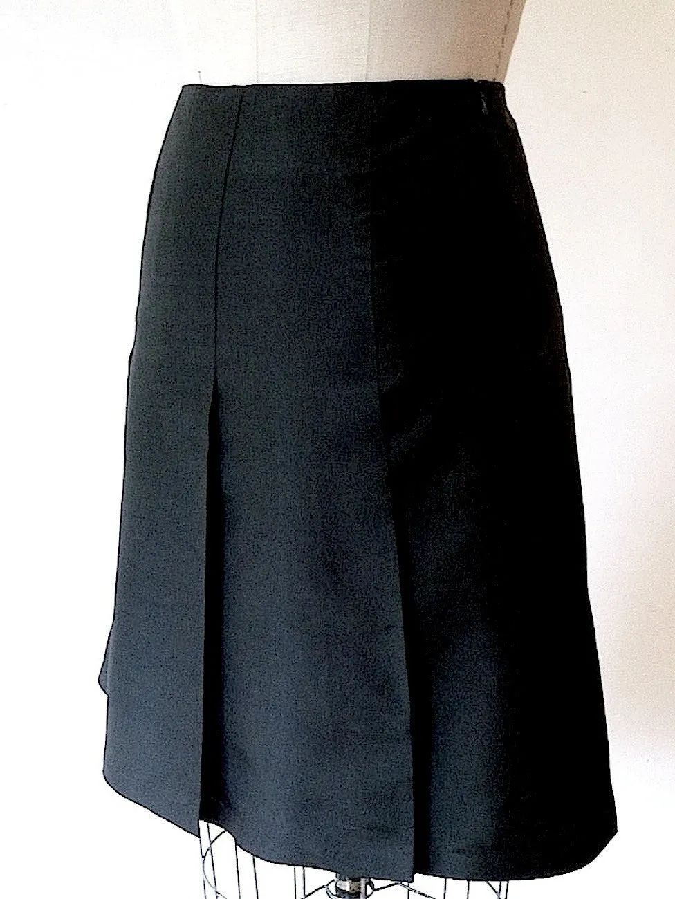 Pleated Cocktail Skirt Thai Silk Black