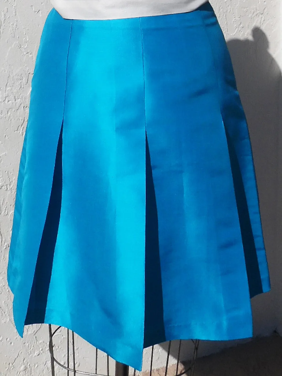 Pleated Cocktail Skirt Thai Silk Turquoise