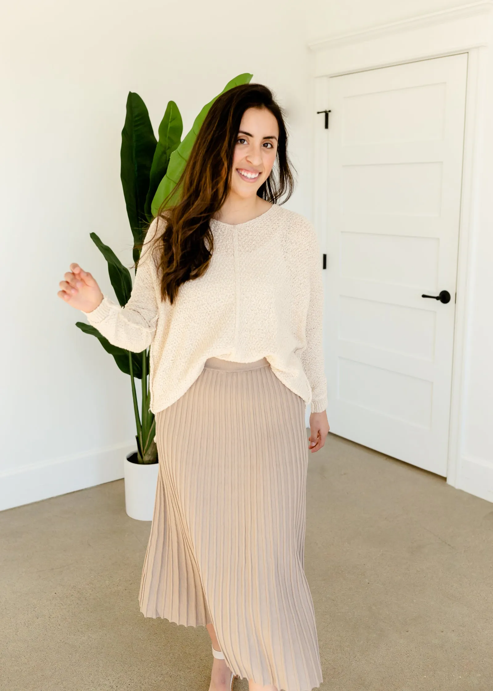 Pleated Sweater Knit Midi Skirt - FINAL SALE