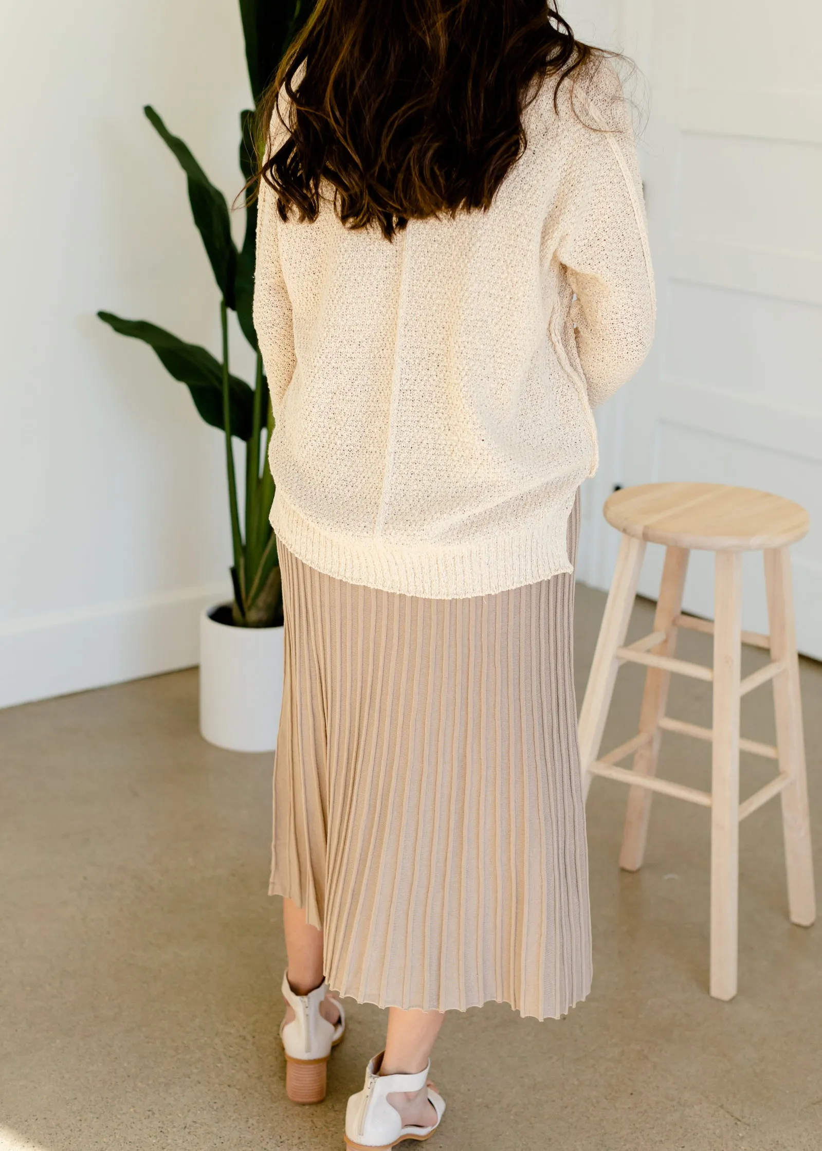 Pleated Sweater Knit Midi Skirt - FINAL SALE