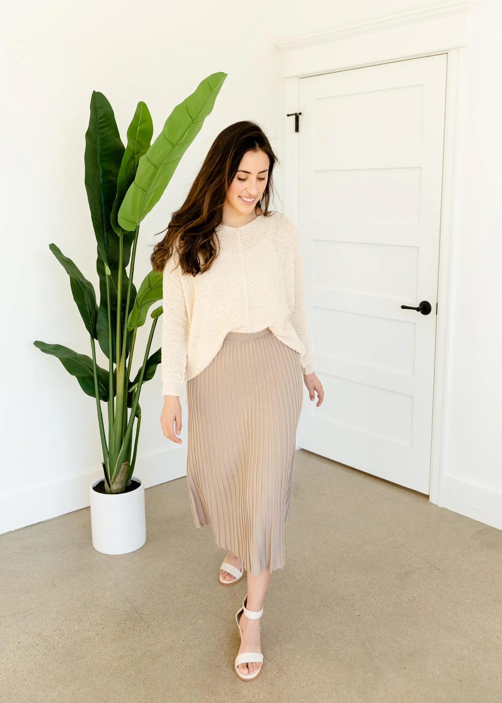 Pleated Sweater Knit Midi Skirt - FINAL SALE