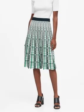 Pleated Sweater Skirt in Bright Turtle Green