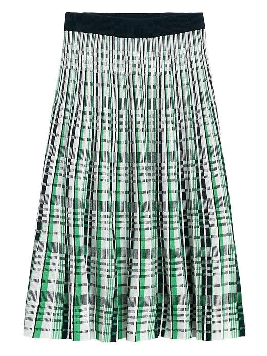 Pleated Sweater Skirt in Bright Turtle Green