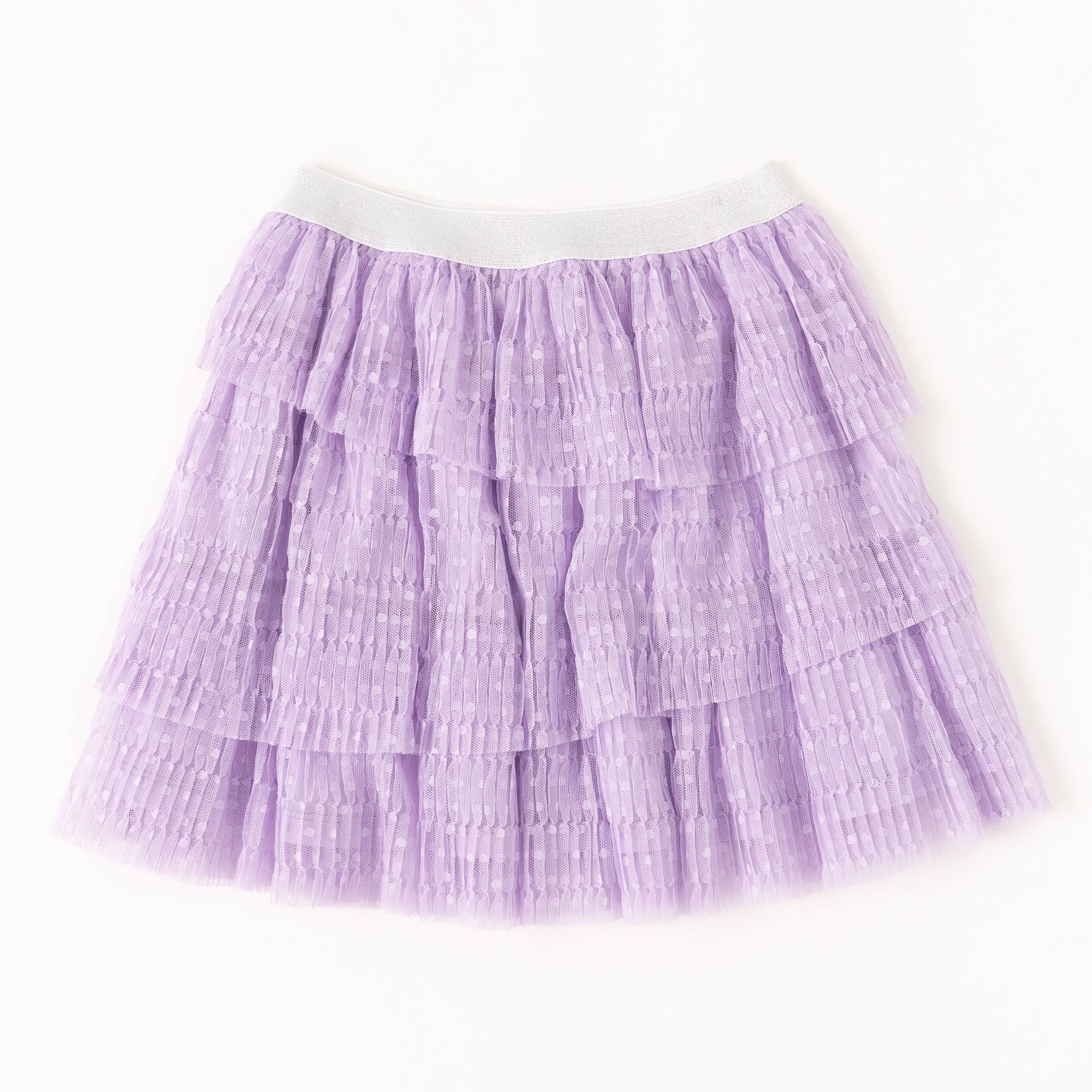 Pleated Swiss Dot Tiered Skirt