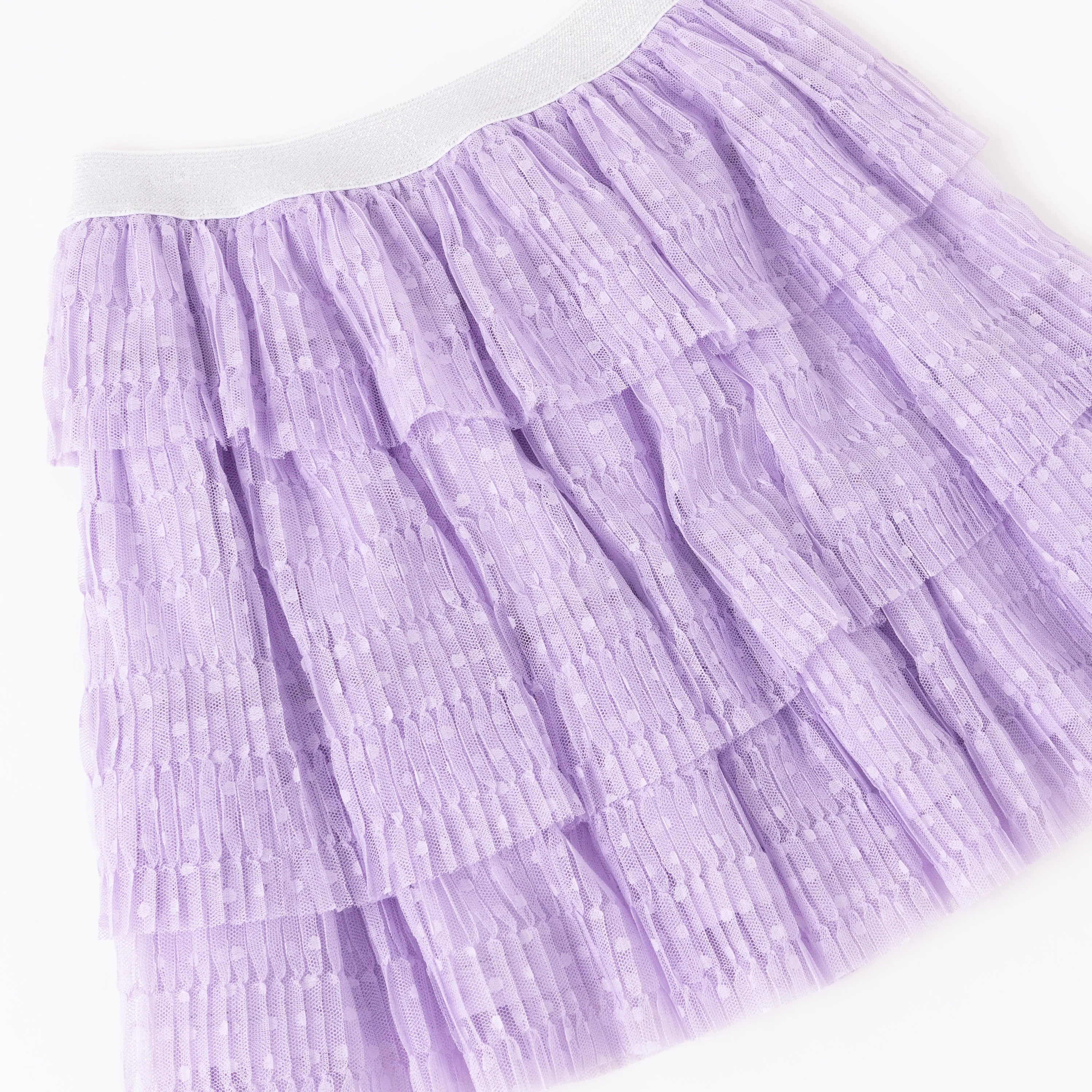 Pleated Swiss Dot Tiered Skirt