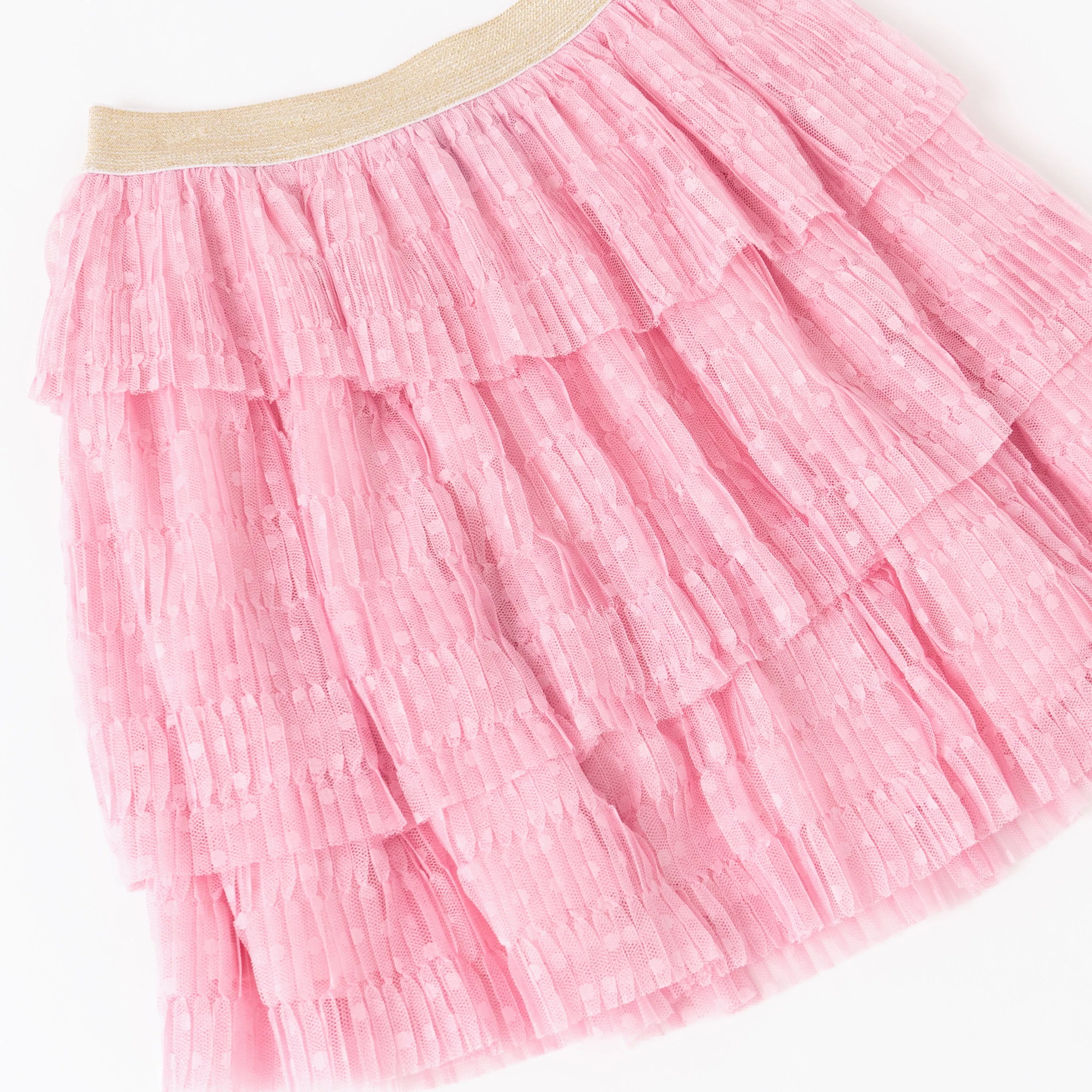 Pleated Swiss Dot Tiered Skirt