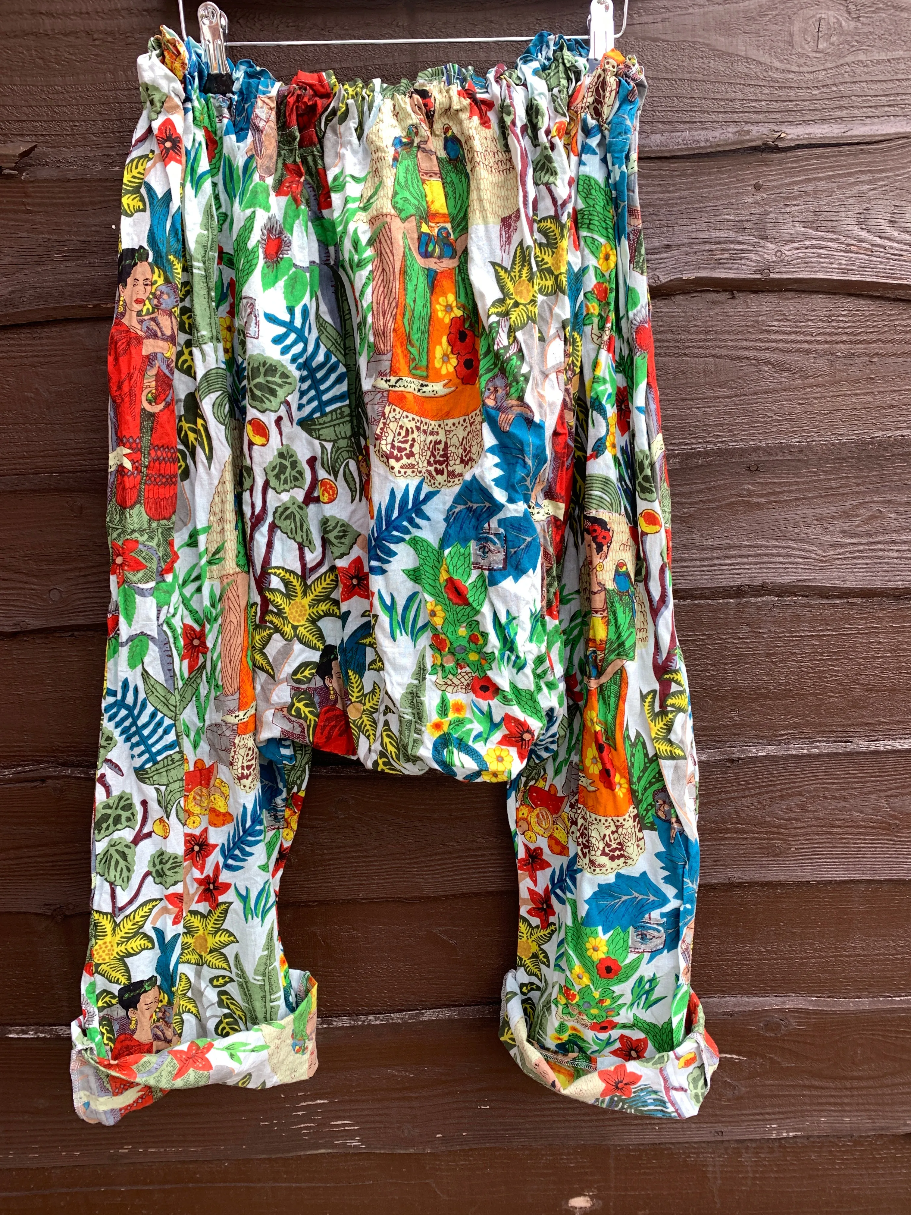 Ready to Ship Frida Kahlo White Harem Pants