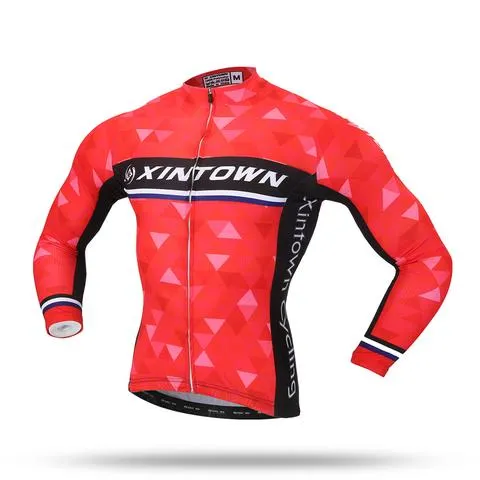 Red Diamond Long Sleeve Cycling Jersey Set