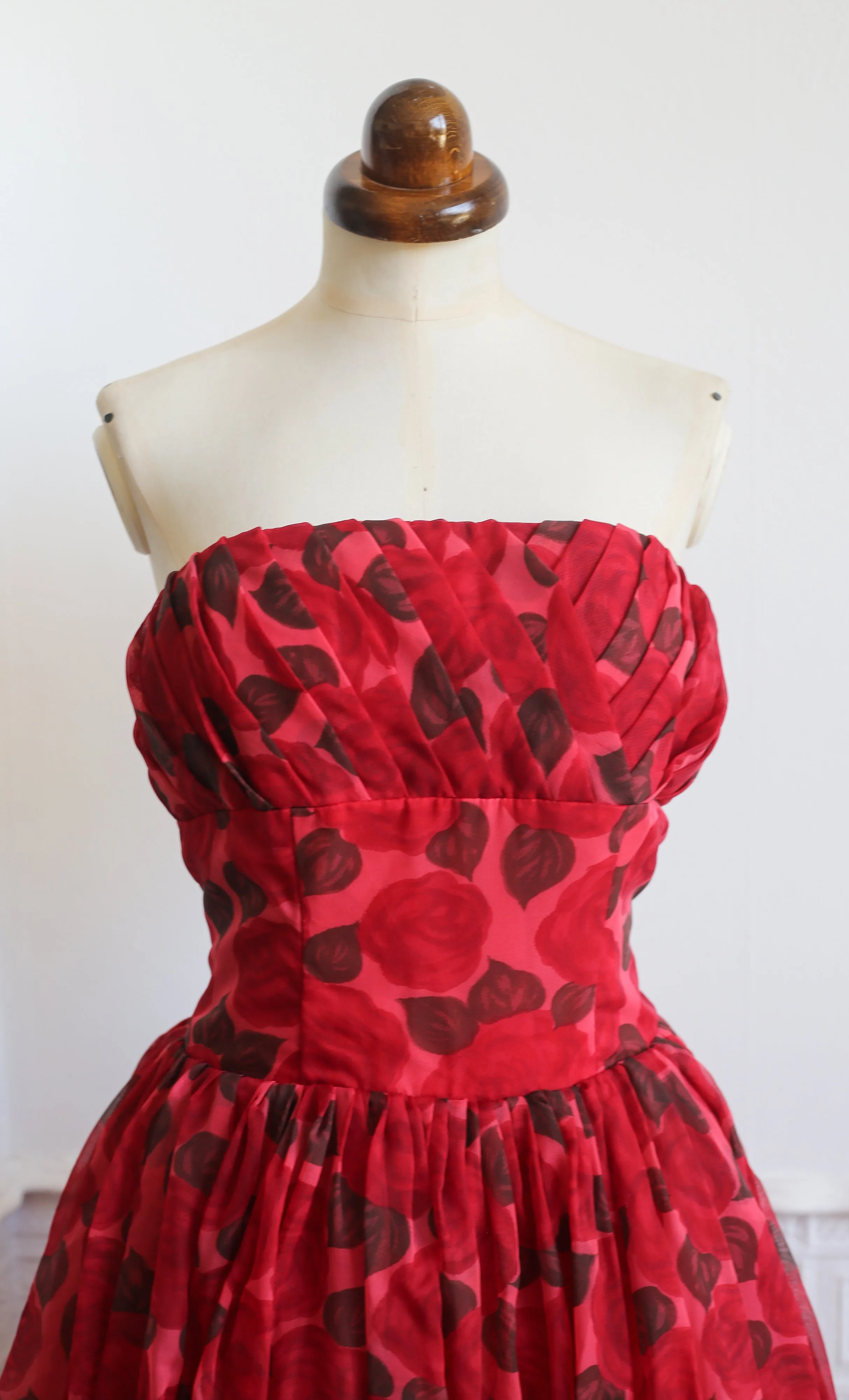 RESERVED - Vintage 1950s Red Rose Ballgown Dress