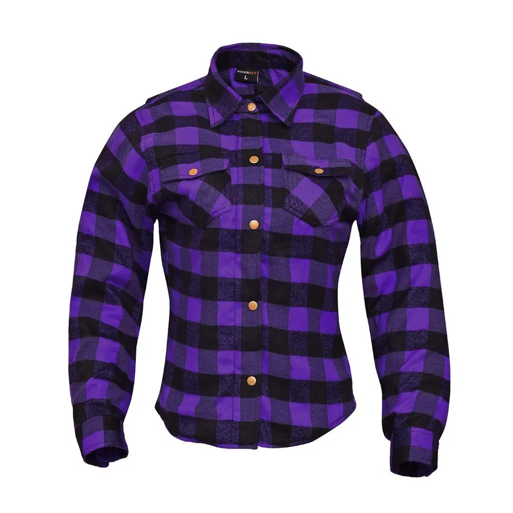 RIDERACT® Women's Reinforced Flannel Shirt Road Series Purple