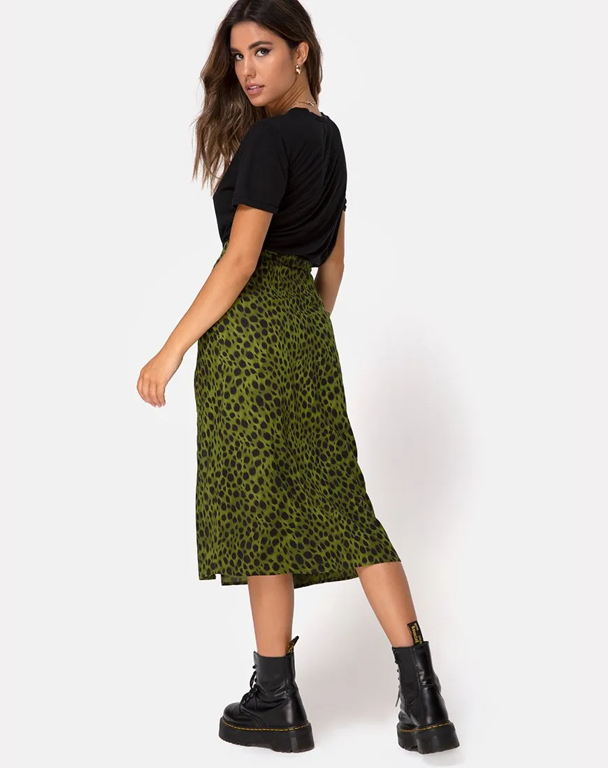 Saika Midi Skirt in Cheetah Khaki