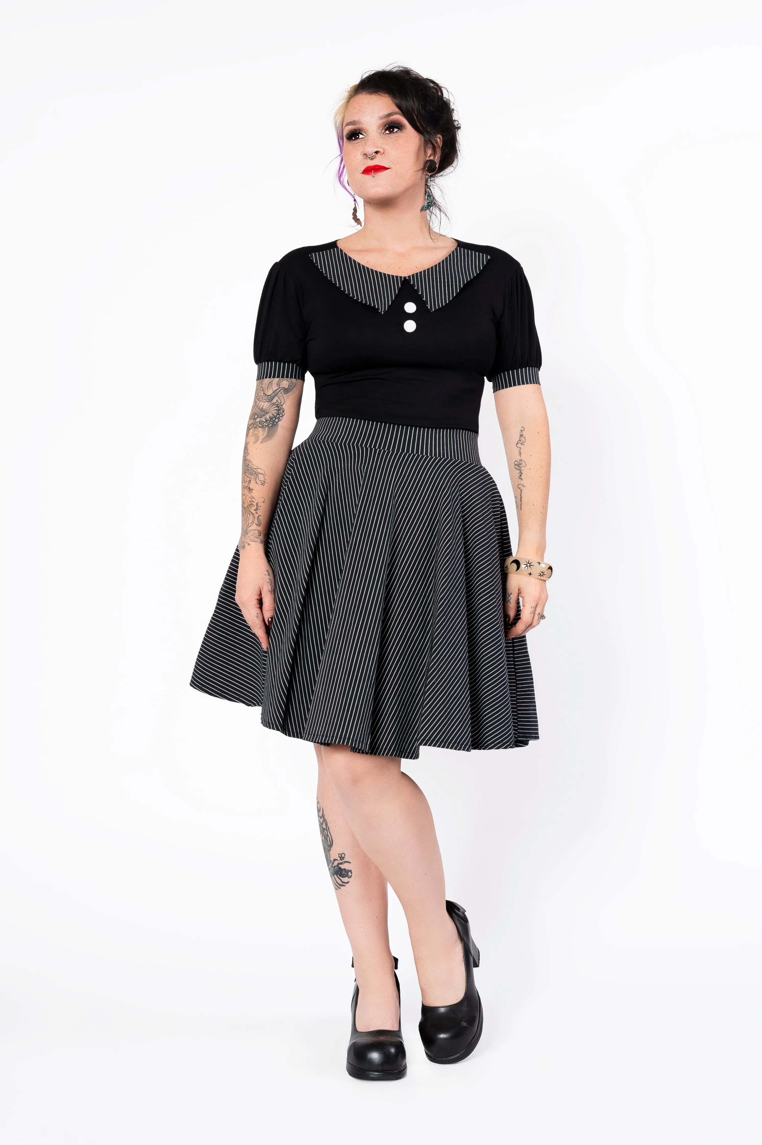 Sandy skirt - black/white pinstripe