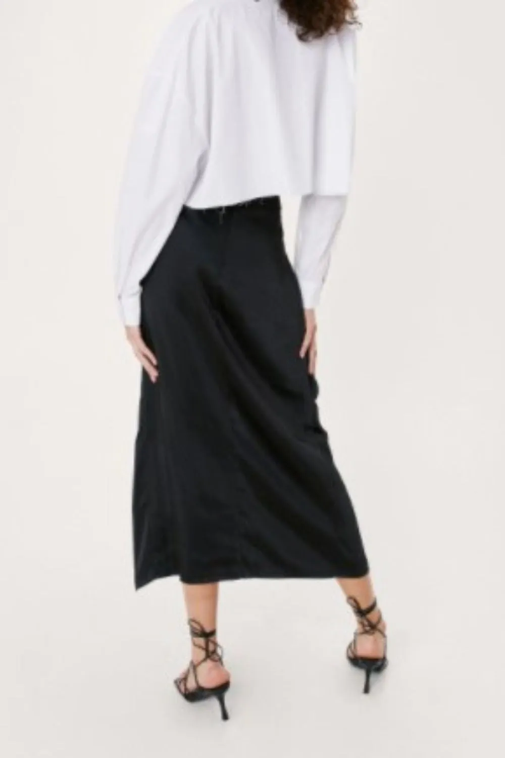 Satin Slit Midi Skirt