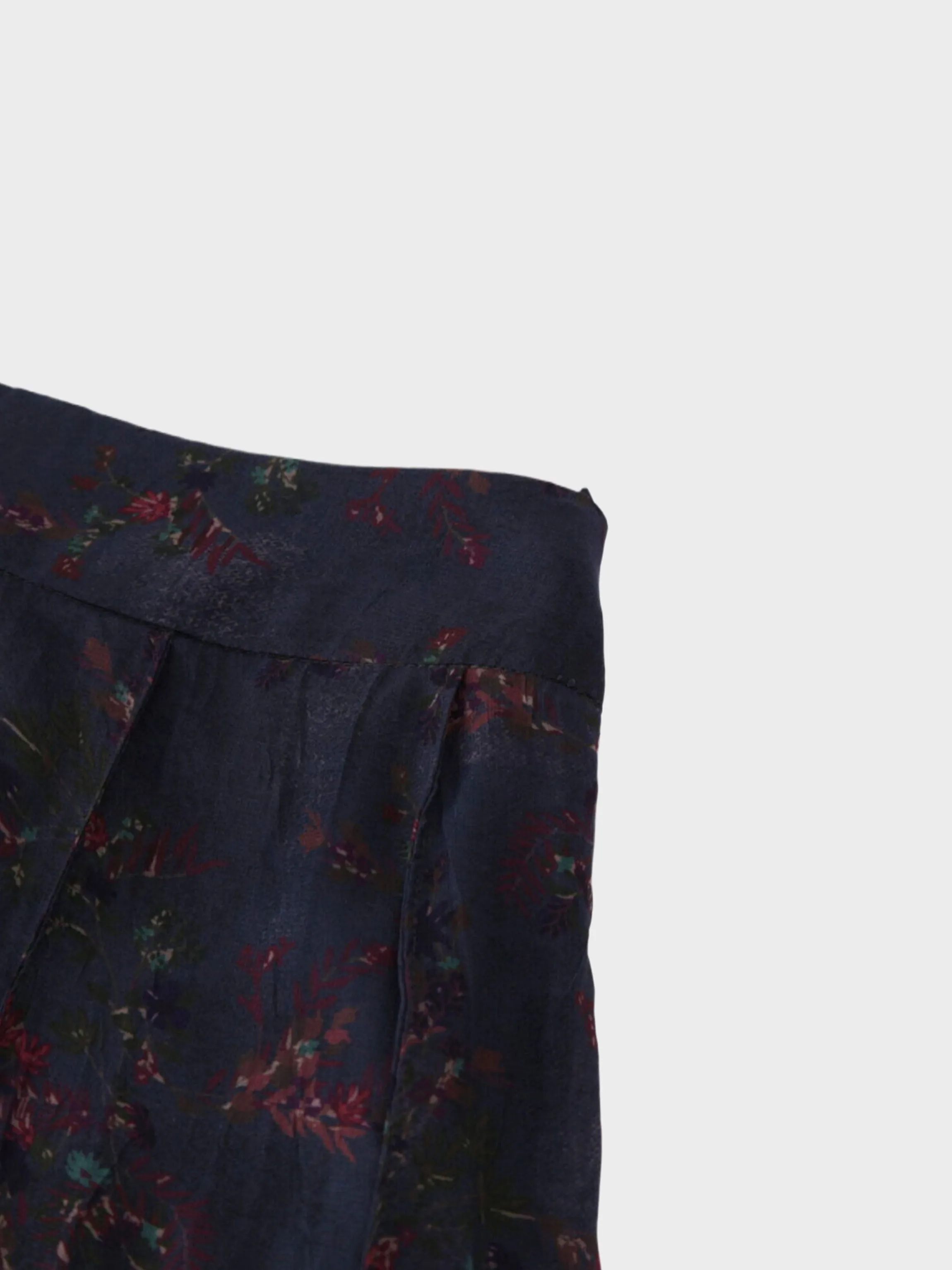 Seamed Pleated Skirt-Brushed Floral