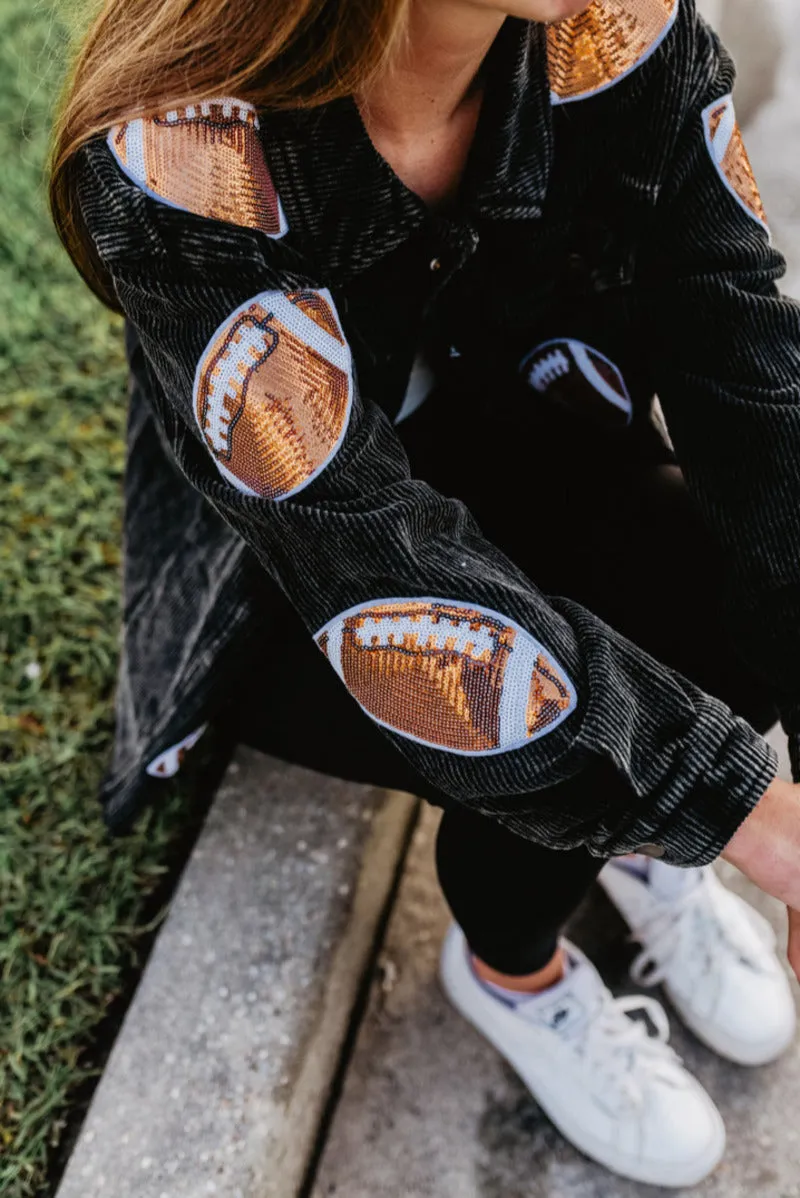 Sequin FOOTBALL Wholesale Cropped CORDUROY Shacket