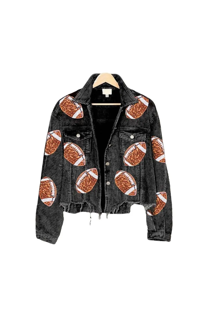 Sequin FOOTBALL Wholesale Cropped CORDUROY Shacket