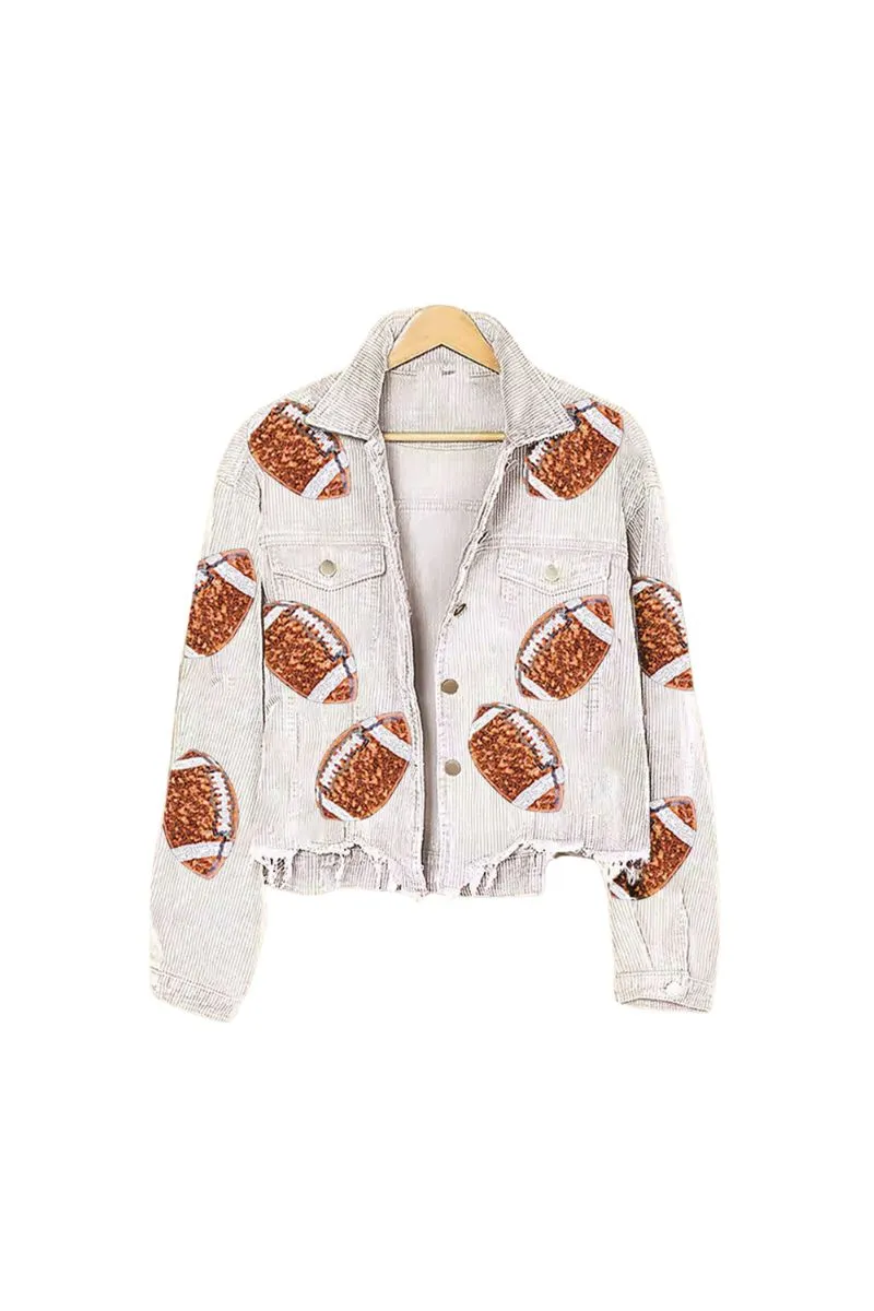 Sequin FOOTBALL Wholesale Cropped CORDUROY Shacket