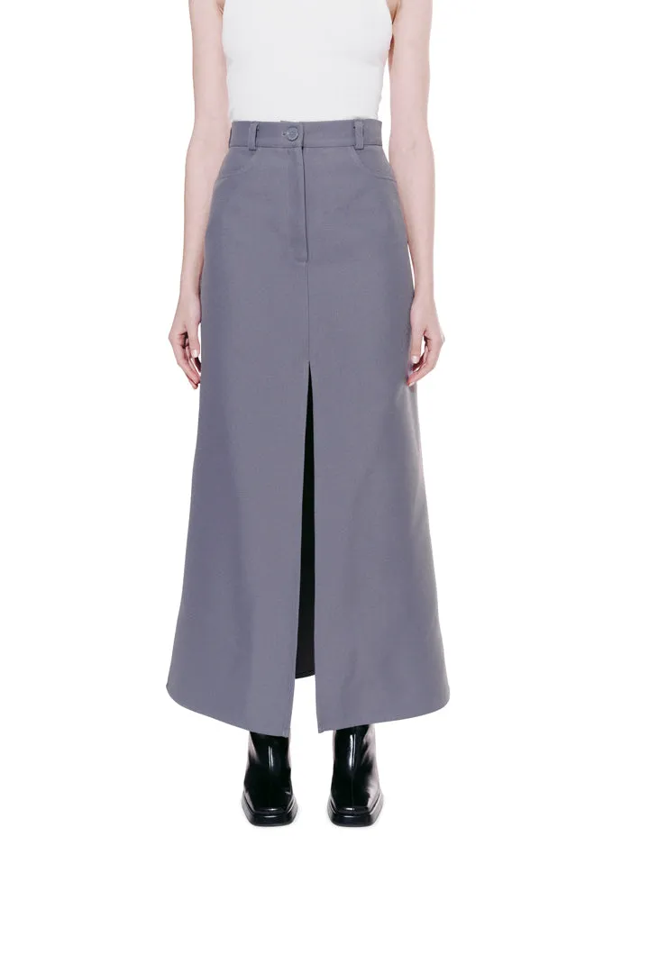 SET: MIDI SKIRT, CORSET. GREY- PURPLE.