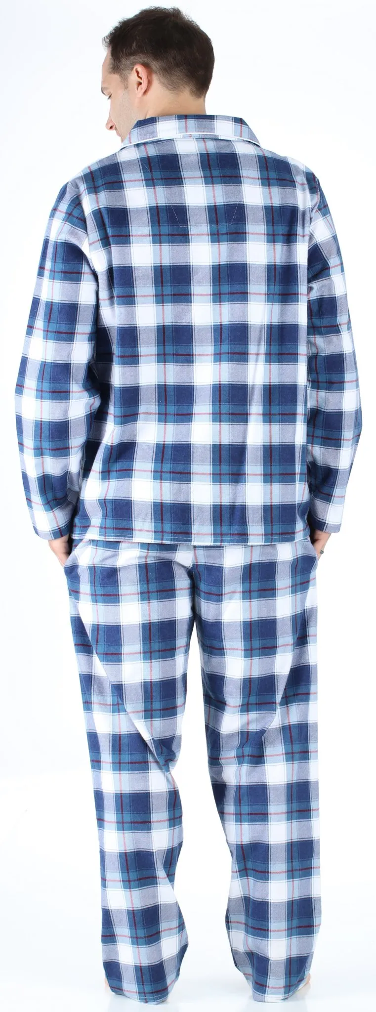 SleepytimePjs Christmas Family Matching Blue Plaid Flannel Pajamas for The Family