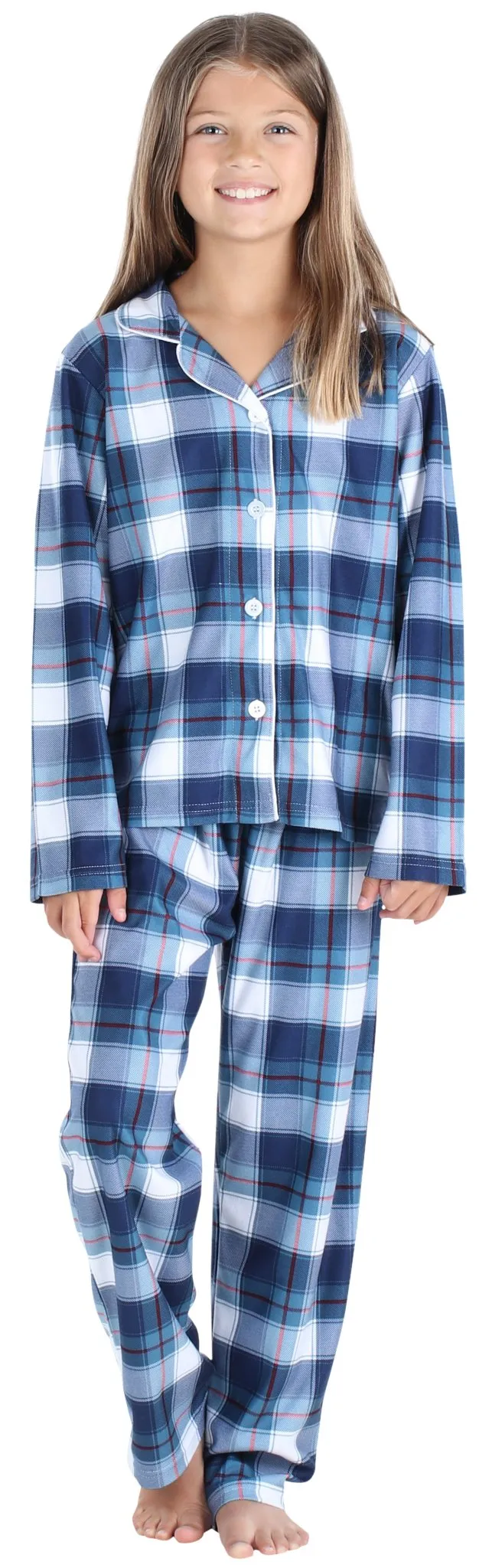 SleepytimePjs Christmas Family Matching Blue Plaid Flannel Pajamas for The Family