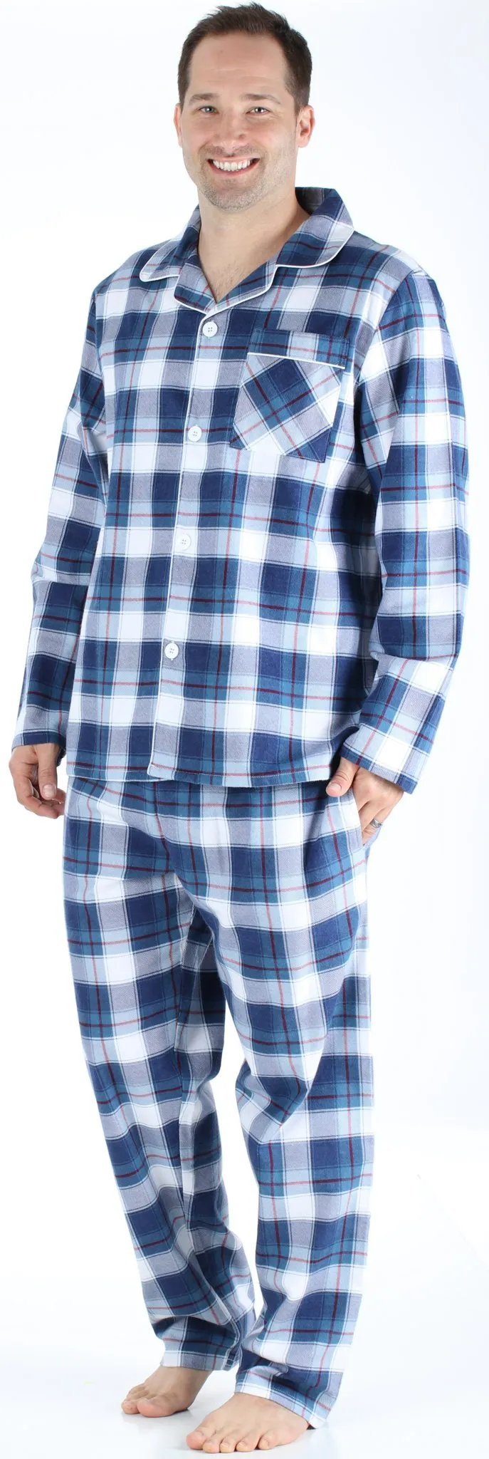 SleepytimePjs Christmas Family Matching Blue Plaid Flannel Pajamas for The Family