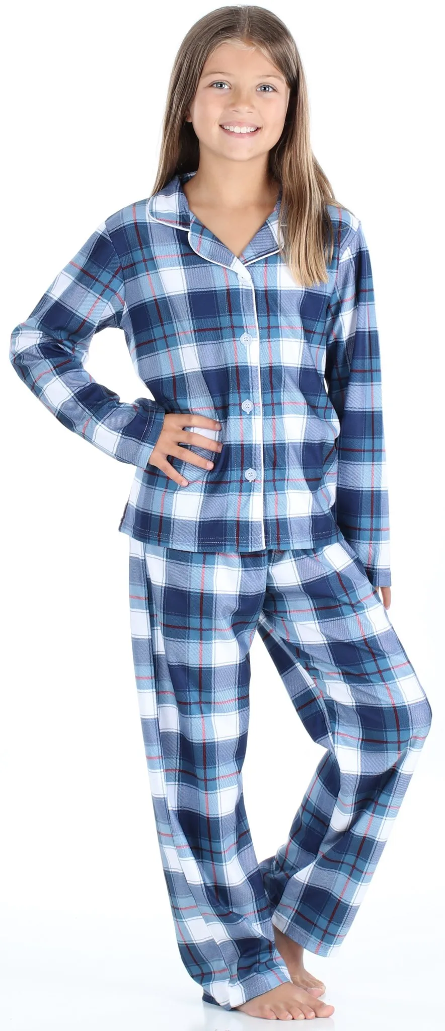 SleepytimePjs Christmas Family Matching Blue Plaid Flannel Pajamas for The Family