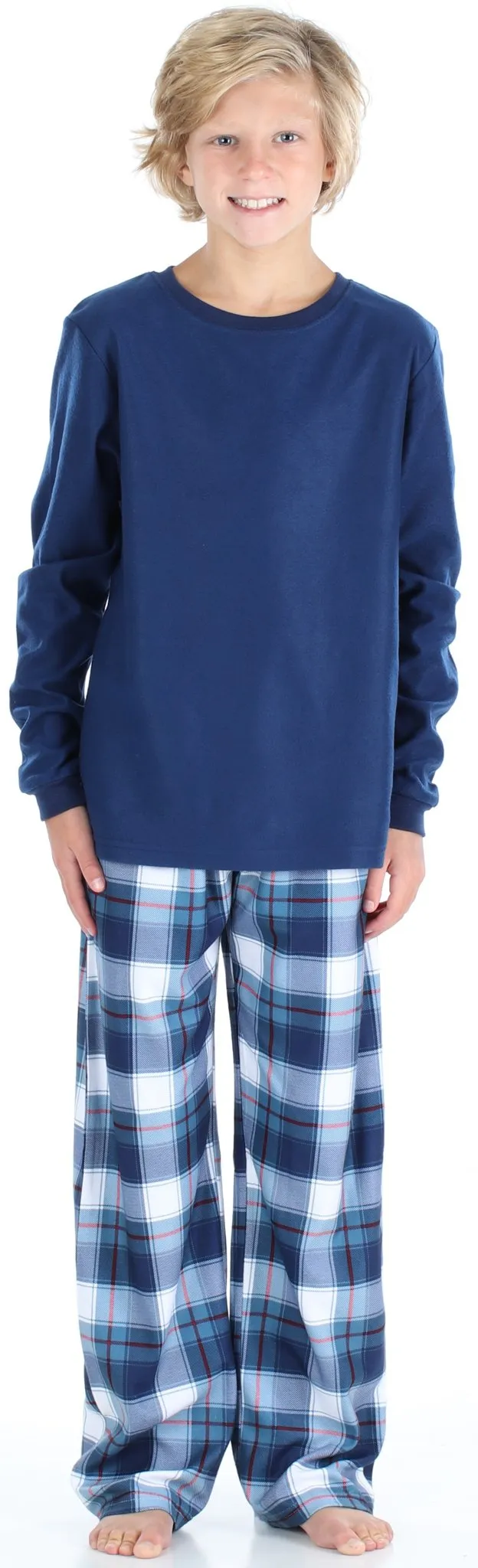 SleepytimePjs Christmas Family Matching Blue Plaid Flannel Pajamas for The Family