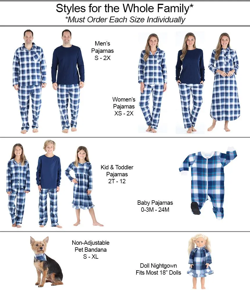 SleepytimePjs Christmas Family Matching Blue Plaid Flannel Pajamas for The Family