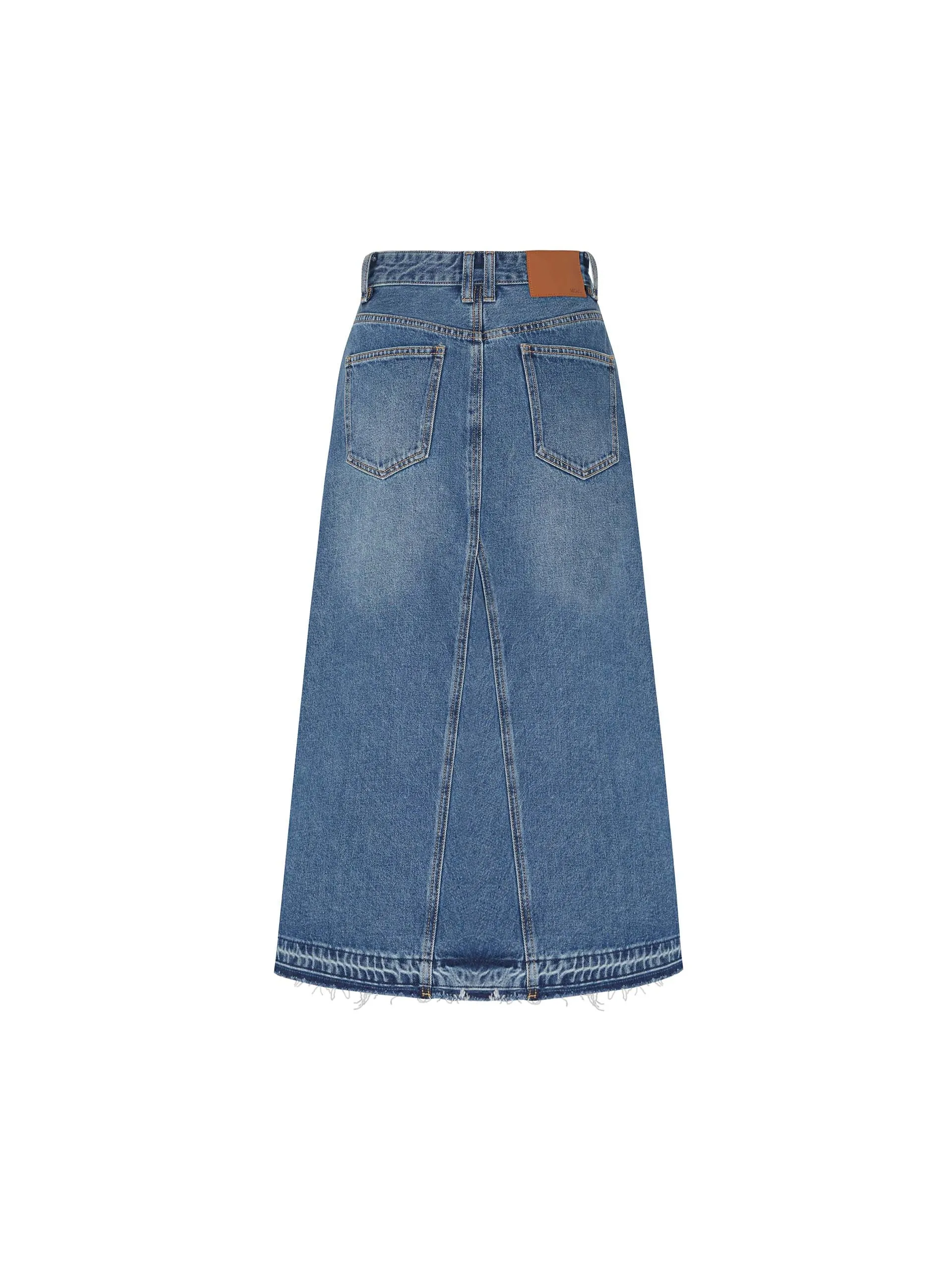 Slit Front Midi Denim Skirt