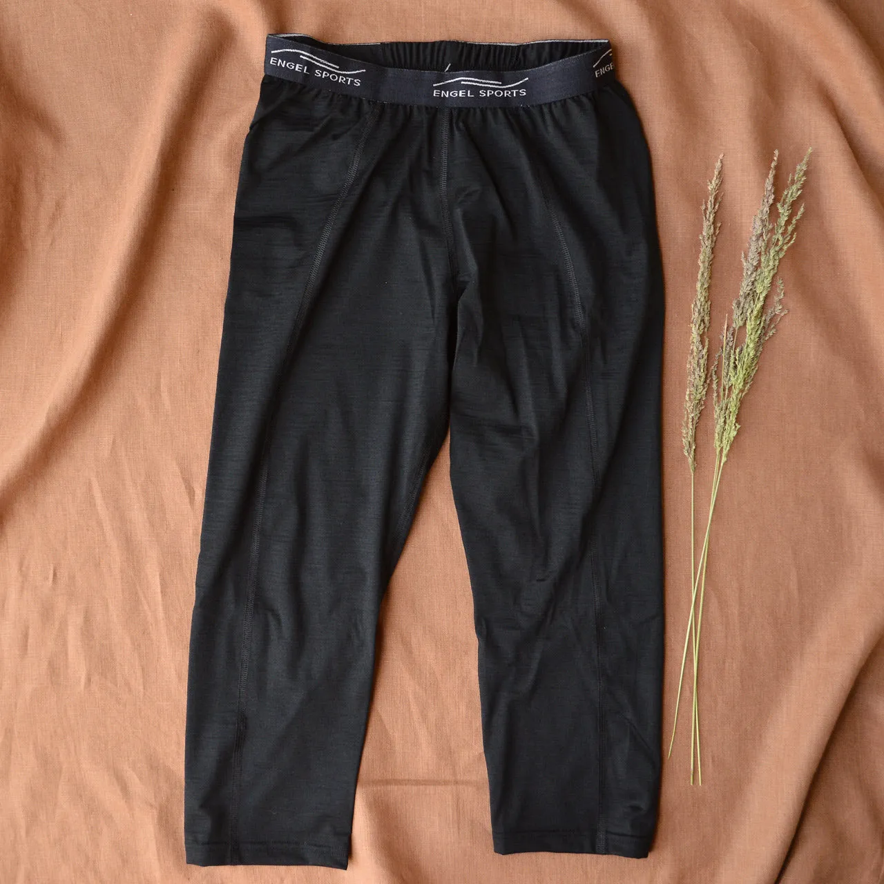 Sports Leggings 3/4 Length - Organic Merino/Silk - Black (Women's S-XL)