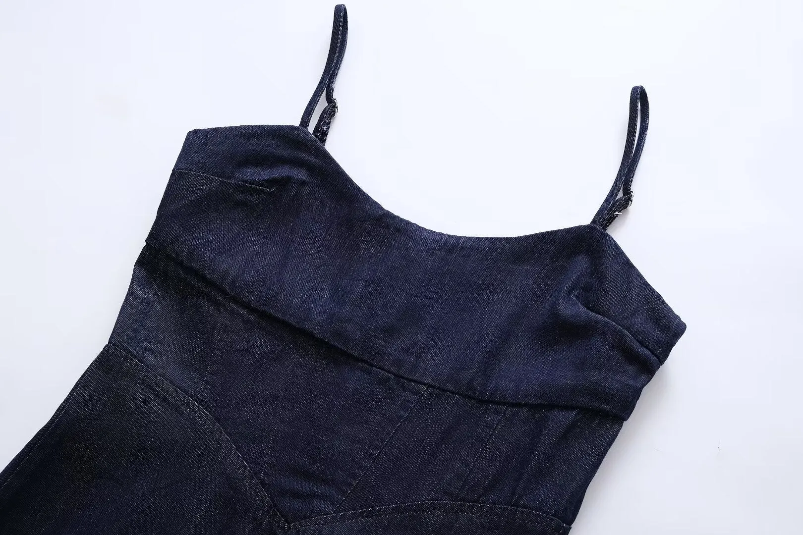 Summer Women Clothes Sexy Split Waist Fitted Strap Denim Dress