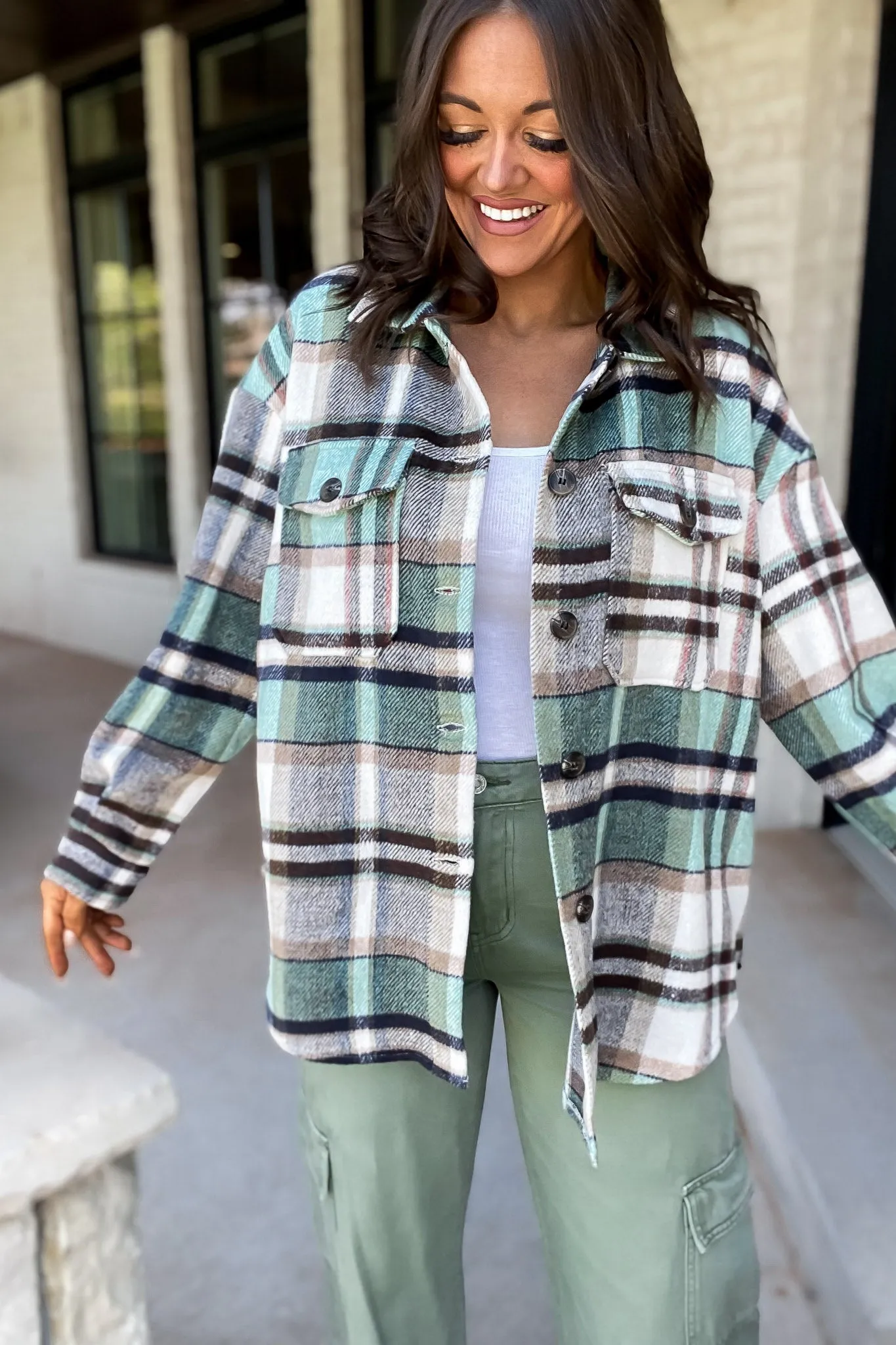 Sweet Comfort Plaid Pattern Shacket