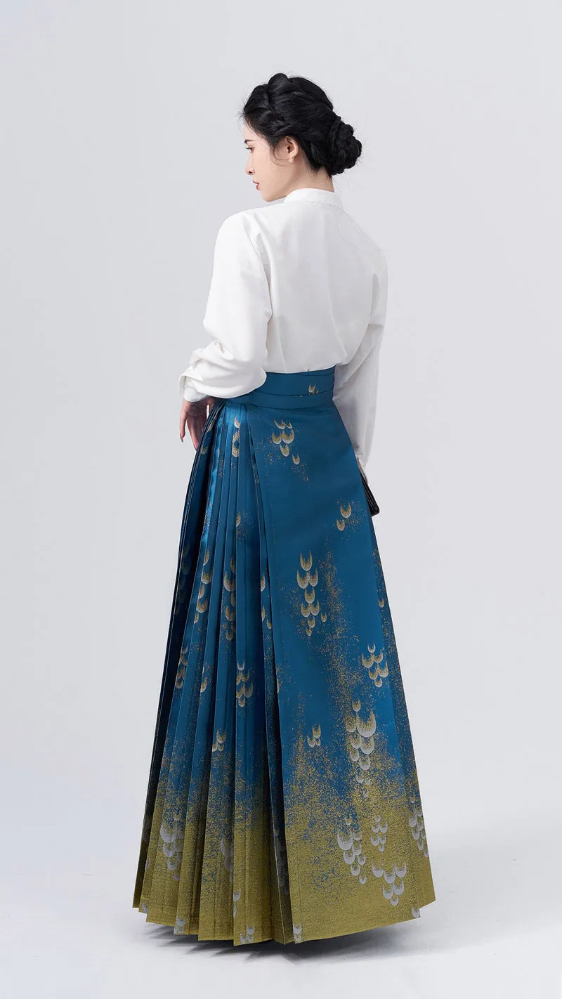 The Sea Glinted in The Moonlight - Embroidery Mamianqun Hanfu Skirt