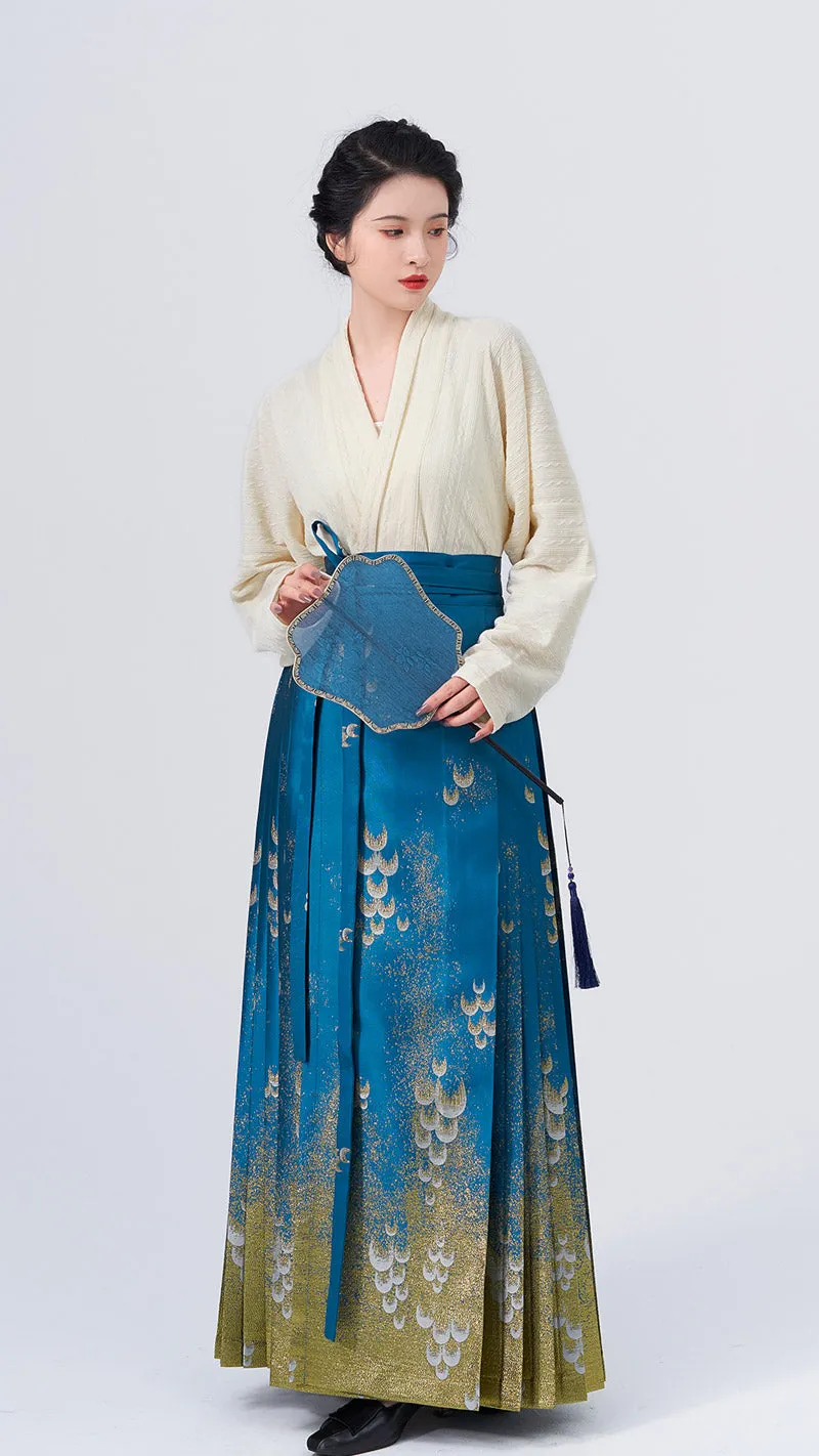 The Sea Glinted in The Moonlight - Embroidery Mamianqun Hanfu Skirt