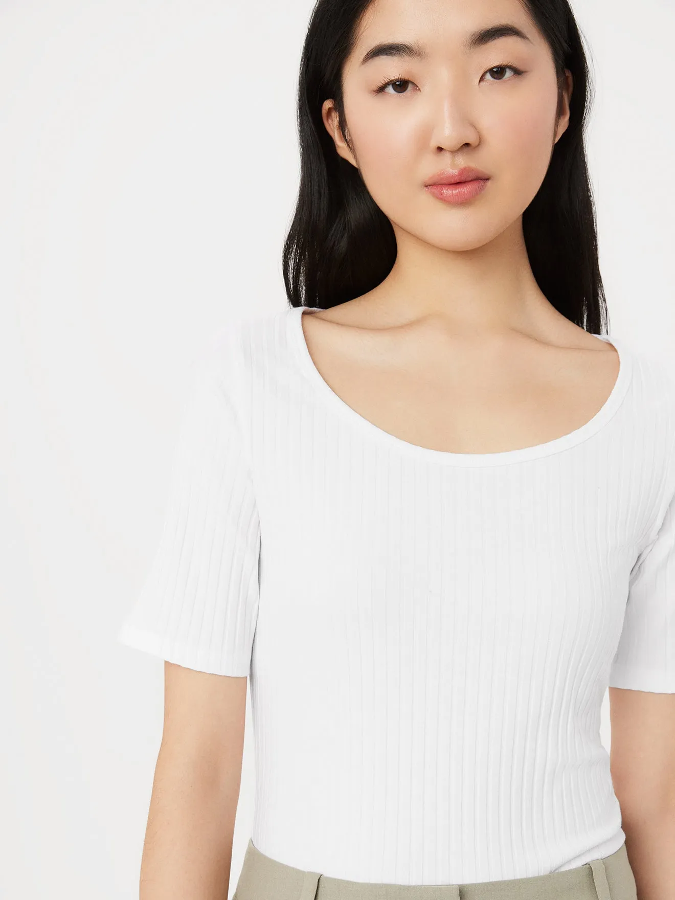 The Slim Ribbed Top in Bright White