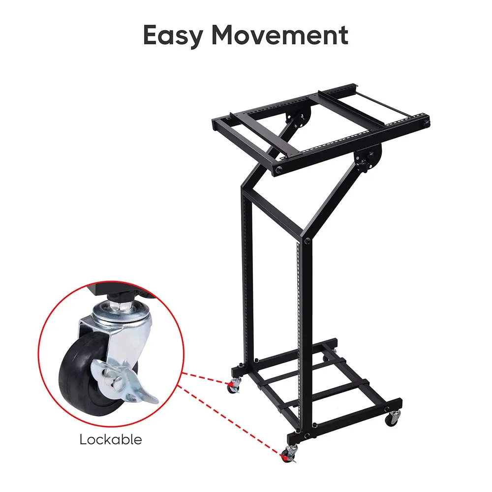 TheLAShop 4 Poles 12U 19" Audio Mixer Stand Portable Studio Rolling Rack