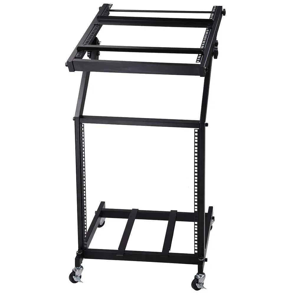 TheLAShop 4 Poles 12U 19" Audio Mixer Stand Portable Studio Rolling Rack