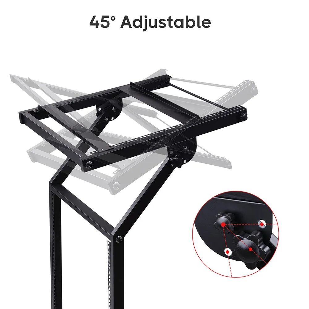 TheLAShop 4 Poles 12U 19" Audio Mixer Stand Portable Studio Rolling Rack